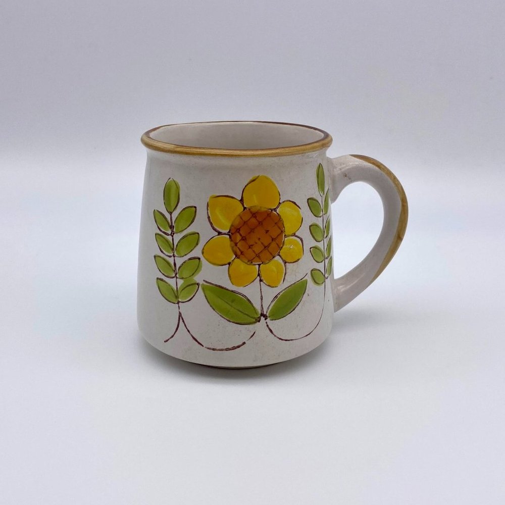 Vintage Yellow Sunflower Mug - Norleans Korea Coffee Cup - Tea Mug